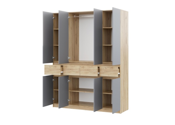 БОСТОН ЛАЙТ Шкаф ШК-004 (4-ств.) Дуб Крафт золотой / Серый шифер 