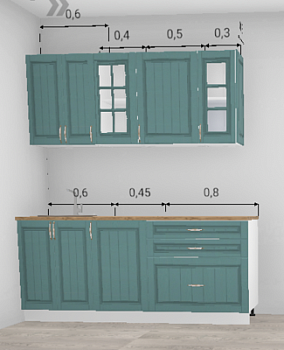 Кухня Барселона Морское дерево 1,85 м с местом под посудомоечную машину 450 (11519)