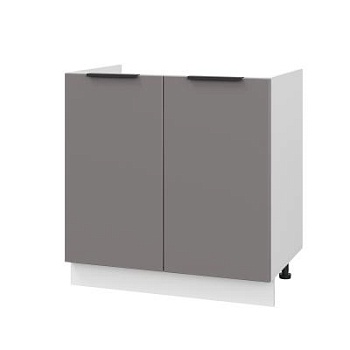 Шкаф нижний под мойку ШНМ 800 Корпус: ЛДСП белый 16мм; фасад: фрезеровка Оливия, МДФ моно брауни 16 мм