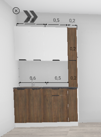 Кухня Норд Орех канадский / Софт пломбир 1,1 м + пенал 200 (3205)