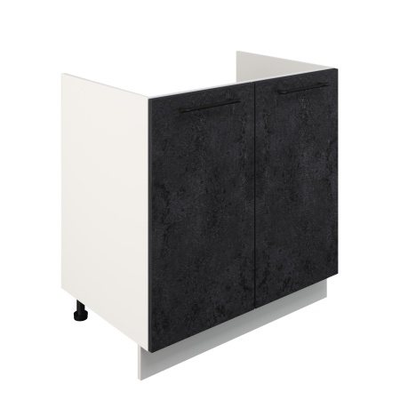 Шкаф нижний под мойку ШНМ 800 Корпус: ЛДСП белый 16мм; фасад: фрезеровка Нувель, МДФ бетон черный 16мм