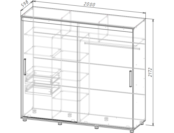 КОМФОРТ-12 ПРАЙМ 2.0 м Шкаф "Без зеркал" Дуб крафт