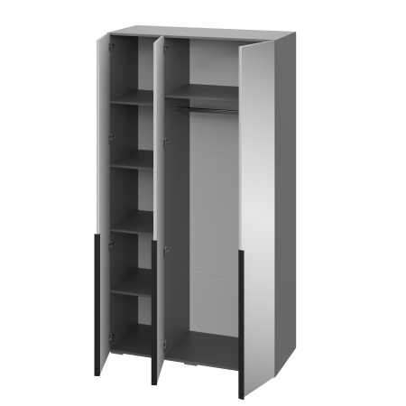 Шкаф Альмерия ШК-1200 с 3 зеркалами Серый графит / Бархат серый