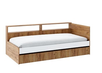 ИВИС Кровать КР-001 (сп.м. 0,9 х 2,0м) Корпус - Дуб Крафт золотой К003  Фасад ЛДСП - Белый (Гладкий)