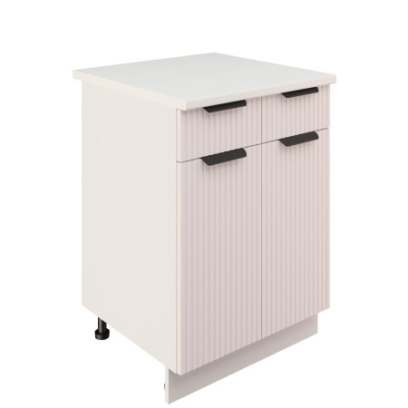 Шкаф нижний с ящиками ШН2Я 600 Корпус: ЛДСП белый 16мм; фасад: фрезеровка Норд Line, МДФ софт даймонд 16 мм