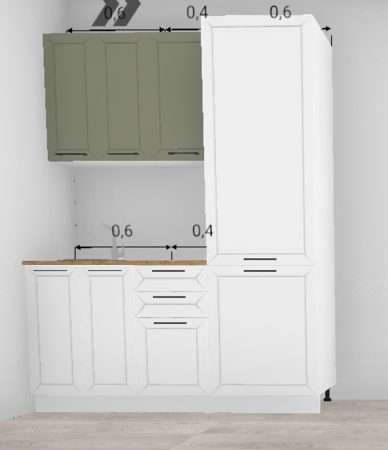 Кухня Кельн Лайт хаки / Софт даймонд (низ) 1,0 м + пенал 600 (4658)