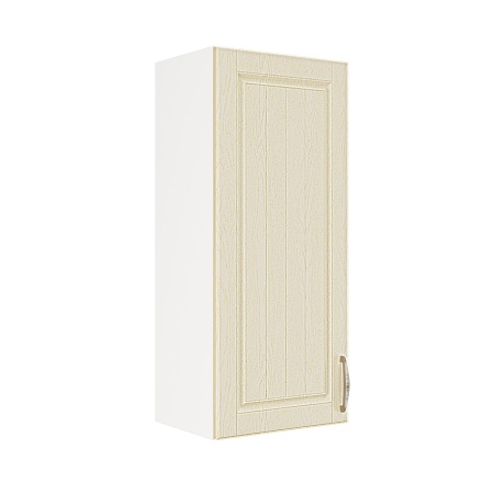 Шкаф верхний (премьер) ШВ 400Н Корпус: ЛДСП белый 16мм; фасад: фрезеровка Лондон, МДФ дуб крем 16мм