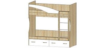Кровать 2-х ярусная Буратино Дуб Сонома / Белый Кровать 2-х ярусная Буратино Дуб Сонома / Белый