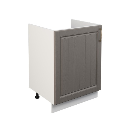 Шкаф нижний под мойку ШНМ 600-1 Корпус: ЛДСП белый 16мм; фасад: фрезеровка Лондон, МДФ дуб графит 16мм