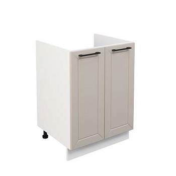 Шкаф нижний под мойку ШНМ 600 Корпус: ЛДСП белый 16мм; фасад: фрезеровка Кельн, МДФ софт бланж 16мм