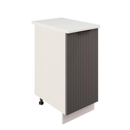 Шкаф нижний ШН 400 Корпус: ЛДСП белый 16мм; фасад: фрезеровка Норд Line, МДФ софт маренго 16 мм