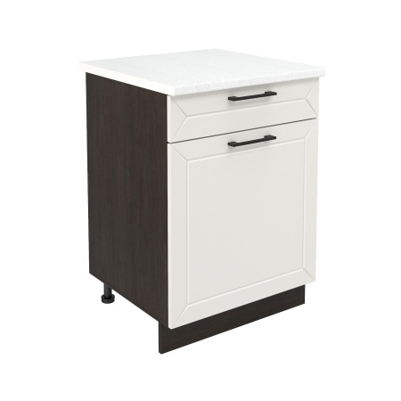 Шкаф нижний с ящиком ШН1Я 600 Корпус: ЛДСП венге 16мм; фасад: фрезеровка Кельн, МДФ софт бланж 16мм