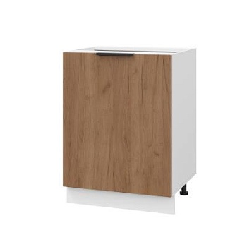 Шкаф нижний ШН 600-1 Корпус: ЛДСП белый 16мм; фасад: фрезеровка Оливия, ЛДСП дуб крафт табачный 16 мм