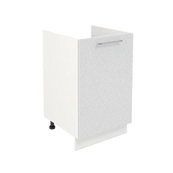 Шкаф нижний под мойку ШНМ 500 Корпус: ЛДСП белый 16мм; фасад: фрезеровка Олива, МДФ металлик белый 16мм