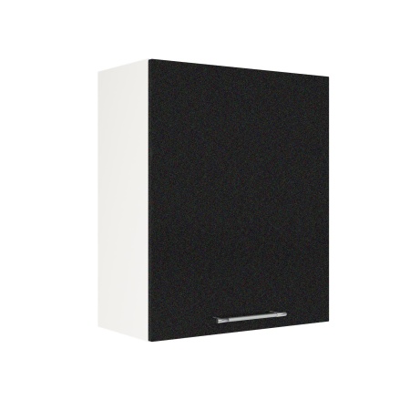 Шкаф верхний ШВ 600-1 Корпус: ЛДСП белый 16мм; фасад: фрезеровка Олива, МДФ металлик черный 16мм