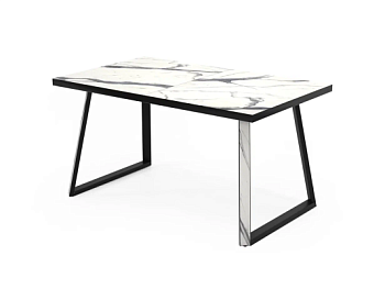 Стол Прайм CRAFT-М бабочка В2, пластик (1600*850*380) Мрамор белый / Черный
