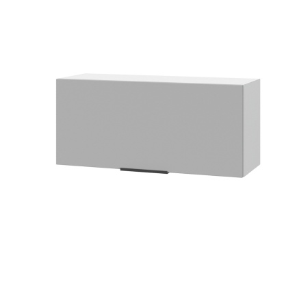 Шкаф верхний горизонтальный ШВГ 800 Корпус: ЛДСП белый 16мм; фасад: фрезеровка Оливия, ЛДСП серый софт 16 мм