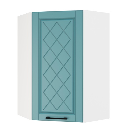 Шкаф верхний угловой (премьер)  ШВУ 600Н Корпус: ЛДСП белый 16мм; фасад: фрезеровка Барселона, МДФ морское дерево 16мм