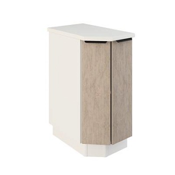 Шкаф нижний торцевой ШНТ 360 Корпус: ЛДСП белый 16мм; фасад: фрезеровка Норд, МДФ камень беж 16 мм