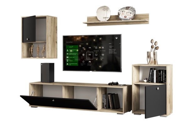 Модульная гостиная Нанси Дуб крафт серый / Софт черный