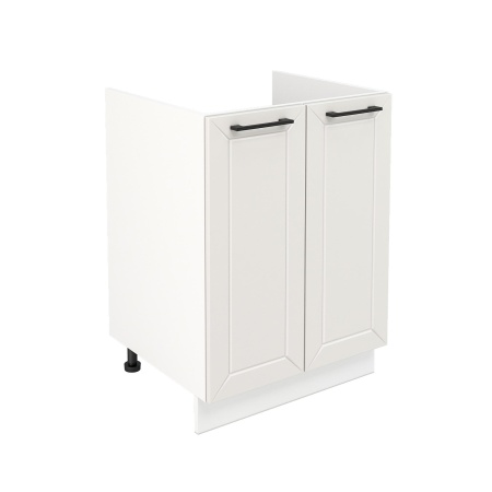 Шкаф нижний под мойку ШНМ 600 Корпус: ЛДСП белый 16мм; фасад: фрезеровка Кельн, МДФ софт айвори 16 мм