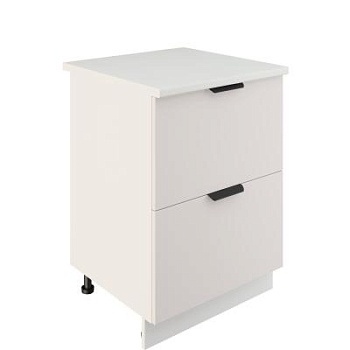 Шкаф нижний с ящиками ШНГ2Я 600 Корпус: ЛДСП белый 16мм; фасад: фрезеровка Норд, МДФ софт пломбир 16 мм Шкаф нижний с ящиками ШНГ2Я 600 Корпус: ЛДСП белый 16мм; фасад: фрезеровка Норд, МДФ софт пломбир 16 мм