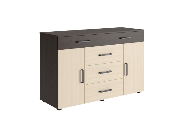 Вега К-03 Комод 5 ящ.+2 ств. Венге / Дуб молочный