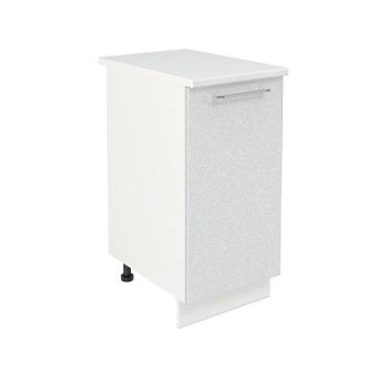 Шкаф нижний ШН 400 Корпус: ЛДСП белый 16мм; фасад: фрезеровка Олива, МДФ металлик белый 16мм