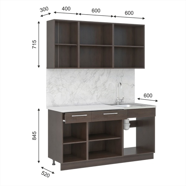 Кухня Маша - 2 Венге / Дуб Крафт белый