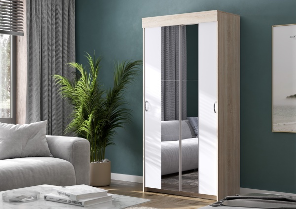 шкаф-купе Бассо 1,0м дуб сонома/белый