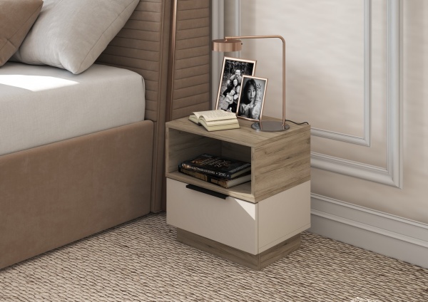 БОХО Тумба прикроватная ТМ-002 Дуб крафт серый / Кашемир