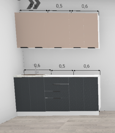 Кухня Норд Line Софт смок / Софт латте (верх) 1,7 м (5808)