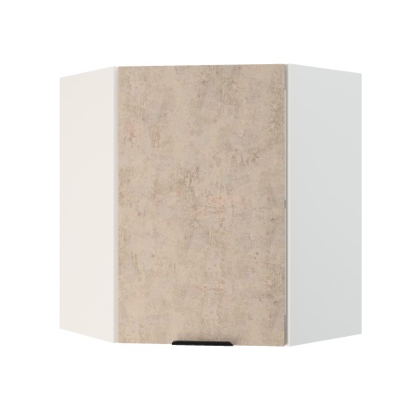 Шкаф верхний угловой ШВУ 600 Корпус: ЛДСП белый 16мм; фасад: фрезеровка Норд, МДФ камень беж 16 мм