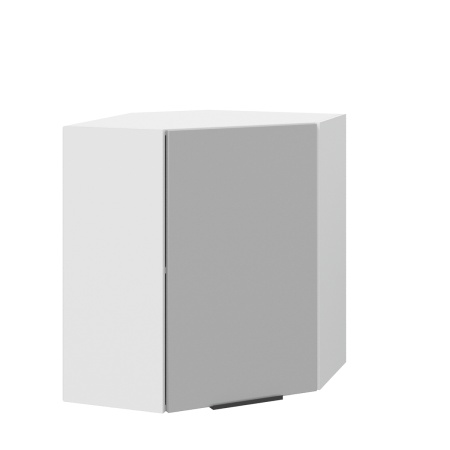 Шкаф верхний угловой ШВУ 600 Корпус: ЛДСП белый 16мм; фасад: фрезеровка Оливия, ЛДСП серый софт 16 мм