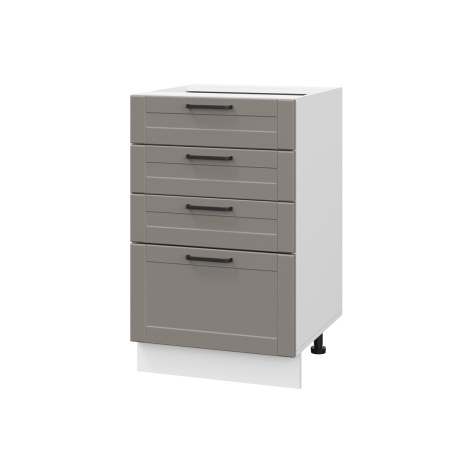 Шкаф нижний с ящиками ШНЯ 500 Корпус: ЛДСП белый 16мм; фасад: фрезеровка Диада, МДФ лофт кварц 16 мм