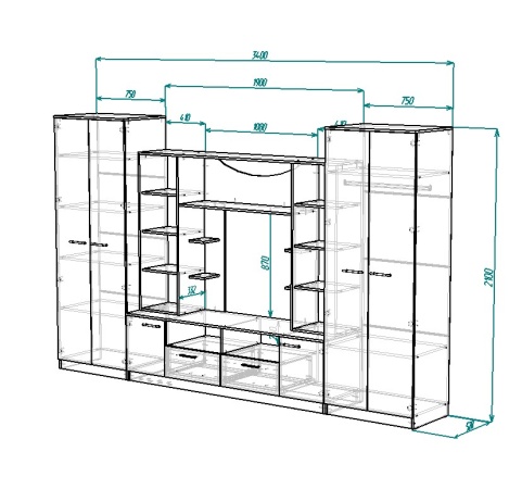 Гостиная Премьер Дуб Самдал 