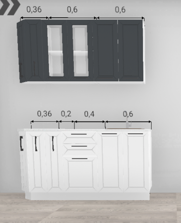 Кухня Кельн Софт даймонд / Софт смок верх 1,56 м (4648)