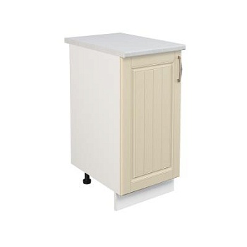 Шкаф нижний ШН 400 Корпус: ЛДСП белый 16мм; фасад: фрезеровка Лондон, МДФ дуб крем 16мм