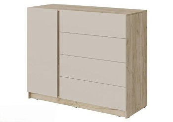 БОСТОН Комод КМ-001 (ЛДСП Комплект) Корпус - Дуб Крафт серый  Фасад ЛДСП - Кашемир 5981 BS