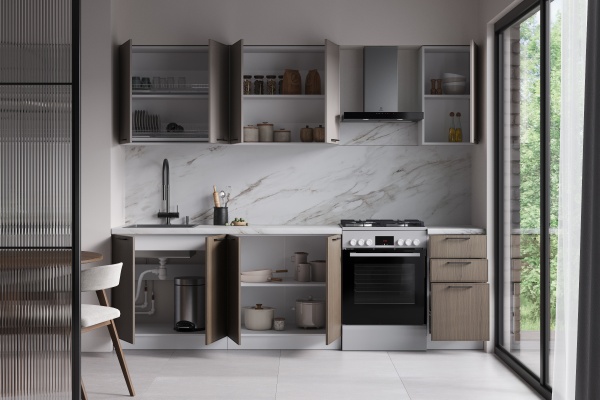 Кухня Амелия Грей Софт / Дуб Французский 2,0 м Кухня Амелия Грей Софт / Дуб Французский 2,0 м