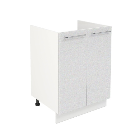 Шкаф нижний под мойку ШНМ 600 Корпус: ЛДСП белый 16мм; фасад: фрезеровка Олива, МДФ металлик белый 16мм