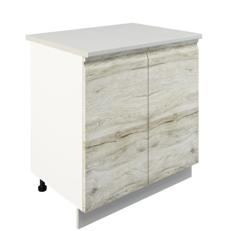 Шкаф нижний ШН 800 Корпус: ЛДСП белый 16мм; фасад: фрезеровка Бруклин, МДФ клен скандинавский 16 мм