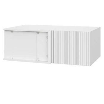 Шкаф верхний угловой антресоль ШВУА 1000 Корпус: ЛДСП белый 16мм; фасад: фрезеровка Норд Line, МДФ софт пломбир 16 мм