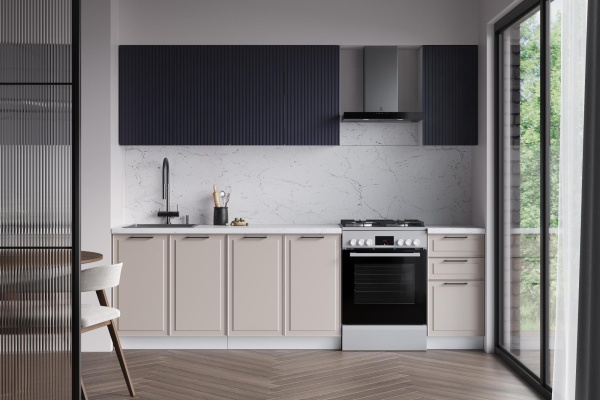 Кухня Ритм Индиго Софт / Сиена Антично-бежевый 2,0 м