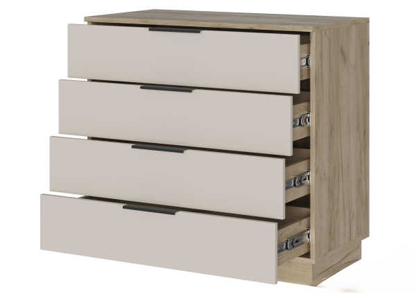 БОХО Комод КМ-001 Корпус - Дуб Крафт серый  Фасад ЛДСП - Кашемир 5981 BS