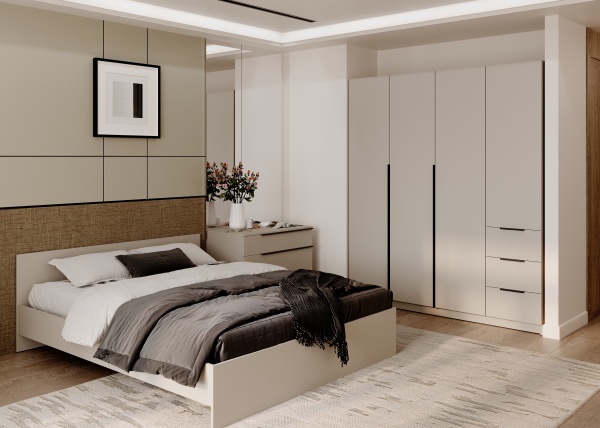 ВЕНТУРО Шкаф ШК-003 (4-ств, с ящиками) Корпус - Кашемир 2,75