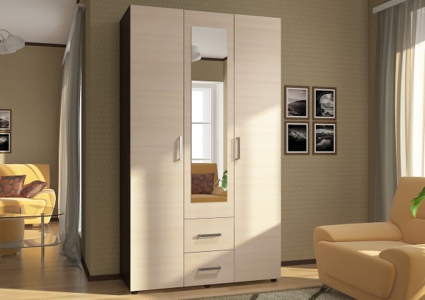 ЭВА Шкаф 3х створчатый ШК-019 Венге / Дуб молочный