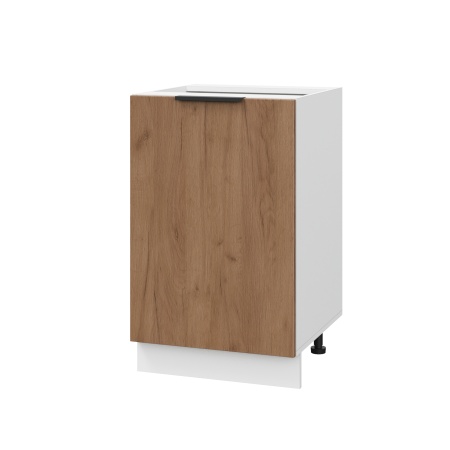 Шкаф нижний ШН 500 Корпус: ЛДСП белый 16мм; фасад: фрезеровка Оливия, ЛДСП дуб крафт табачный 16 мм