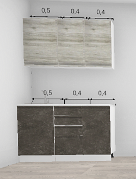 Кухня Бруклин Бетон коричневый низ / Клен скандинавский 1,3 м (10755) Кухня Бруклин Бетон коричневый низ / Клен скандинавский 1,3 м (10755)