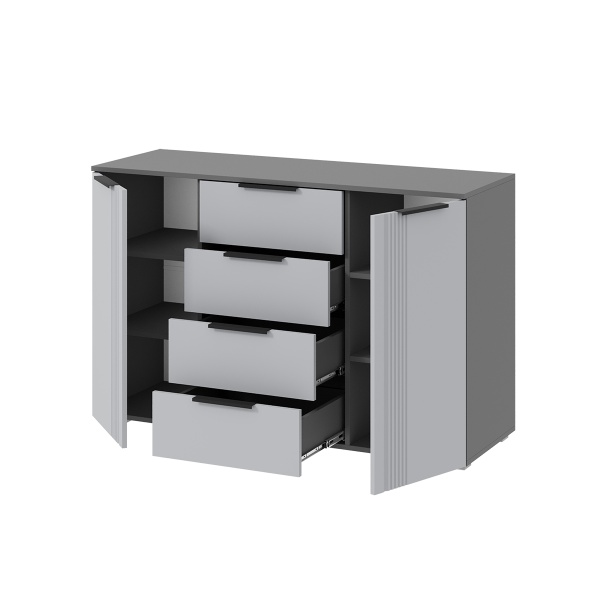 мс для спальни Альмерия КМ-1300 Серый графит / Бархат серый